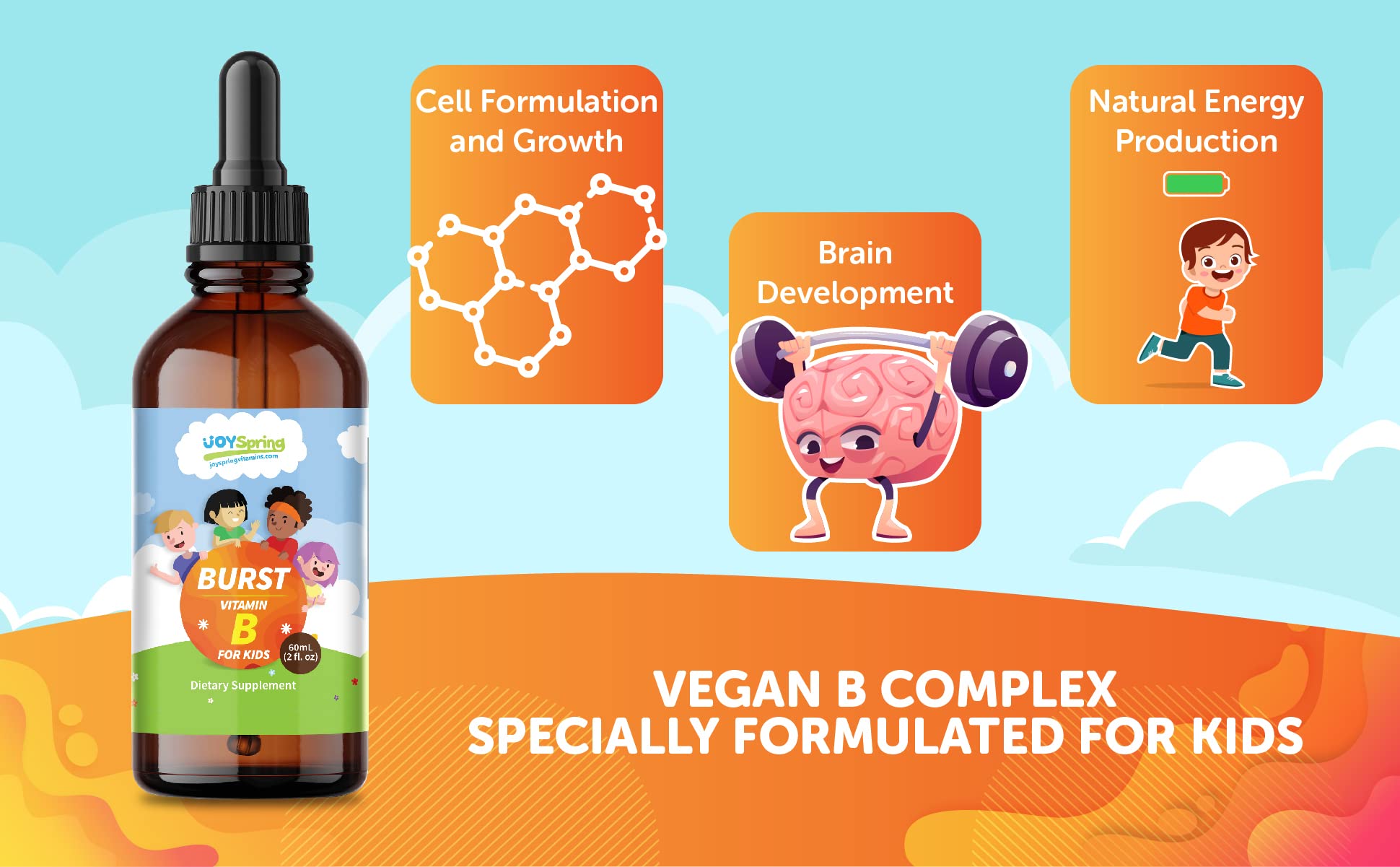 Burst B Complex for Kids Organic Vitamin B Complex Liquid Kids B