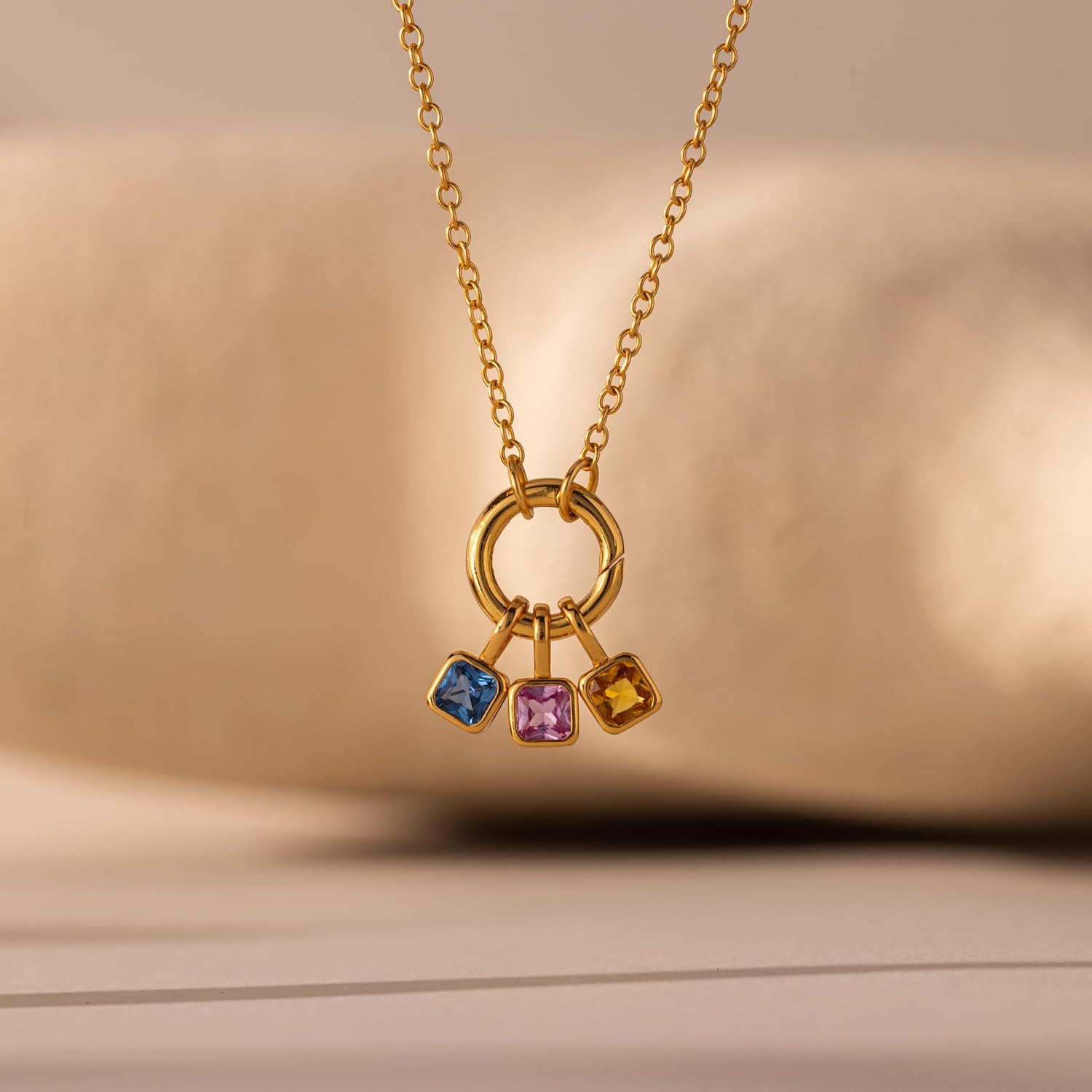 CAITLYNMINIMALIST Mini Birthstone Charm, Square Bezel 5mm Gold Charm for Necklace or Bracelet, Dainty Birthstone Pendant, Birthday Gift for Her, 18K Gold Plated Silver