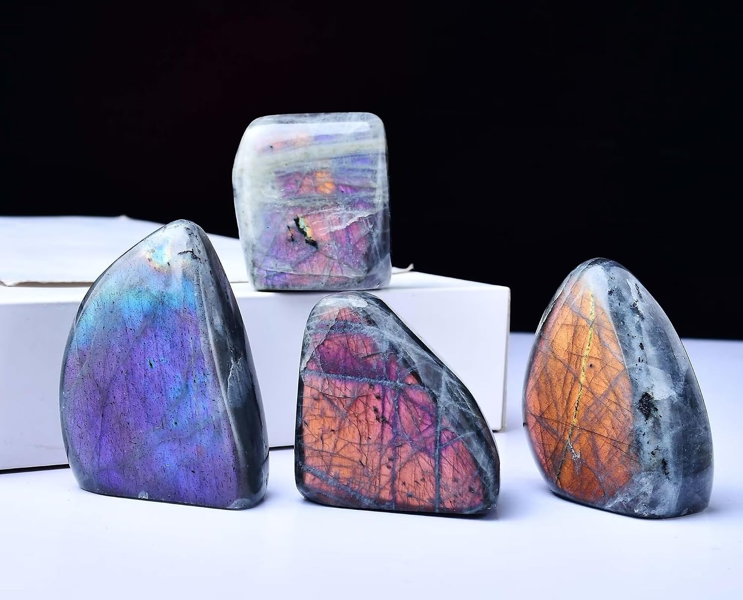 Large Purple Labradorite Rock Polished Slab Block Healing Crystal Palm Stone for Meditation Gift Home Decor Gemstone 2.6-3.0 Pound