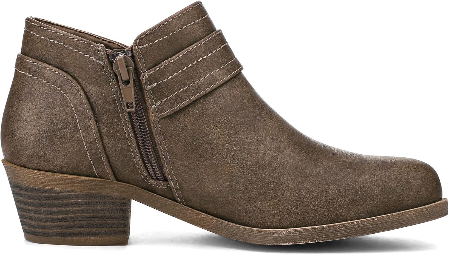 mysoft Women's Ankle Boots Low Chunky Stacked Heel Comfortable Round Toe booties with Side Zipper Shoes - Image 4