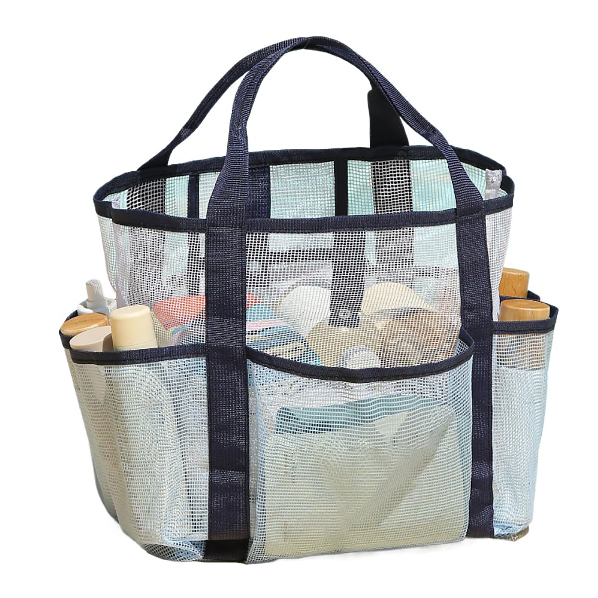 Mesh Shower Caddy for College Dorm Portable Large Capacity Bath Storage Organizer for Gym Travel Beach Blue