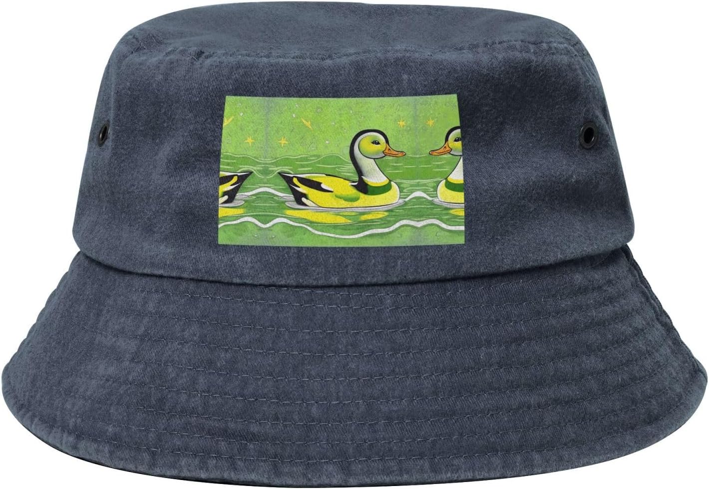Green Duck Printed Cowboy Fisherman hat, Suitable for Outdoor Fishing Beach Party Fisherman hat Hip-hop hat,