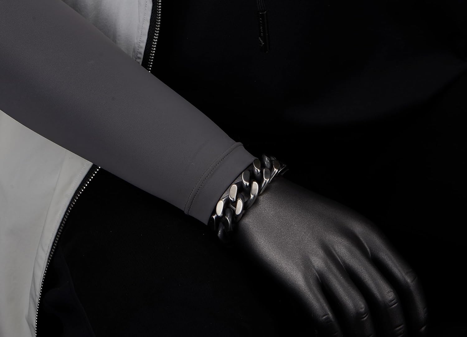 COOLSTEELANDBEYOND Thick Stainless Steel Curb Chain Bracelet Mens Cuban Link Chain Bracelet, Matte Blacken, Biker - Image 2