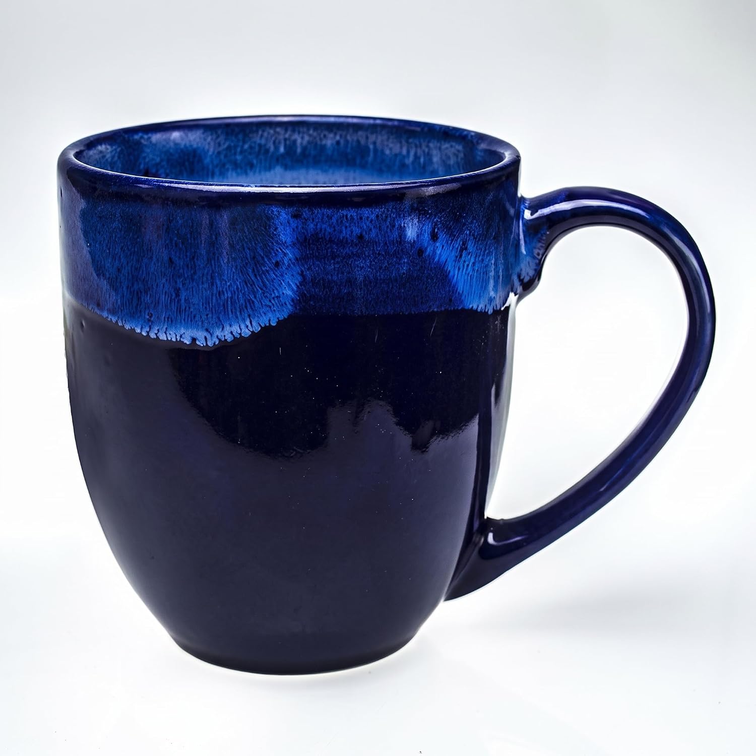 Mug- Hand Glazed Intricate Ceramic Coffee Mug and Tea Cup - 14 oz -Best Gift for Coffee Tea Lover/Addicts (1 Blue)