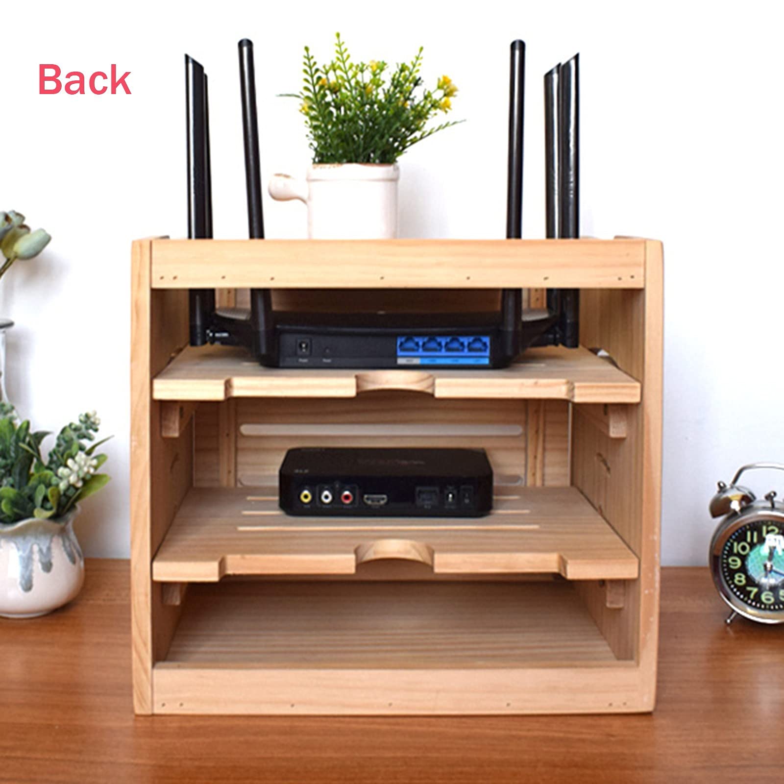 WiFi Routeur Boite, Boite Décodeur TV, Bois Massif Boîte de Rangement pour Câbles, Boite Rangement DVD, Grande Boîte Rangement pour Routeur WiFi, Télécommandes, Lecteurs DVD