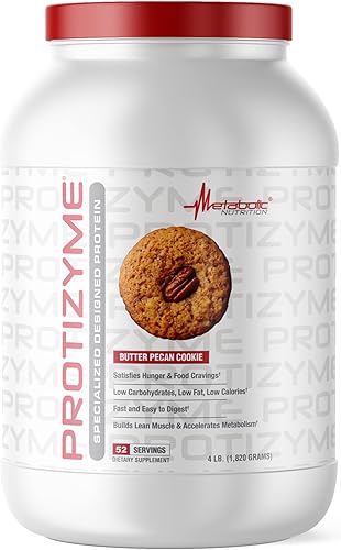 Metabolic Nutrition, Protizyme, 100% proteína de suero en polvo, alto en proteínas, bajo en carbohidratos, proteína de suero baja en grasa, enzimas
