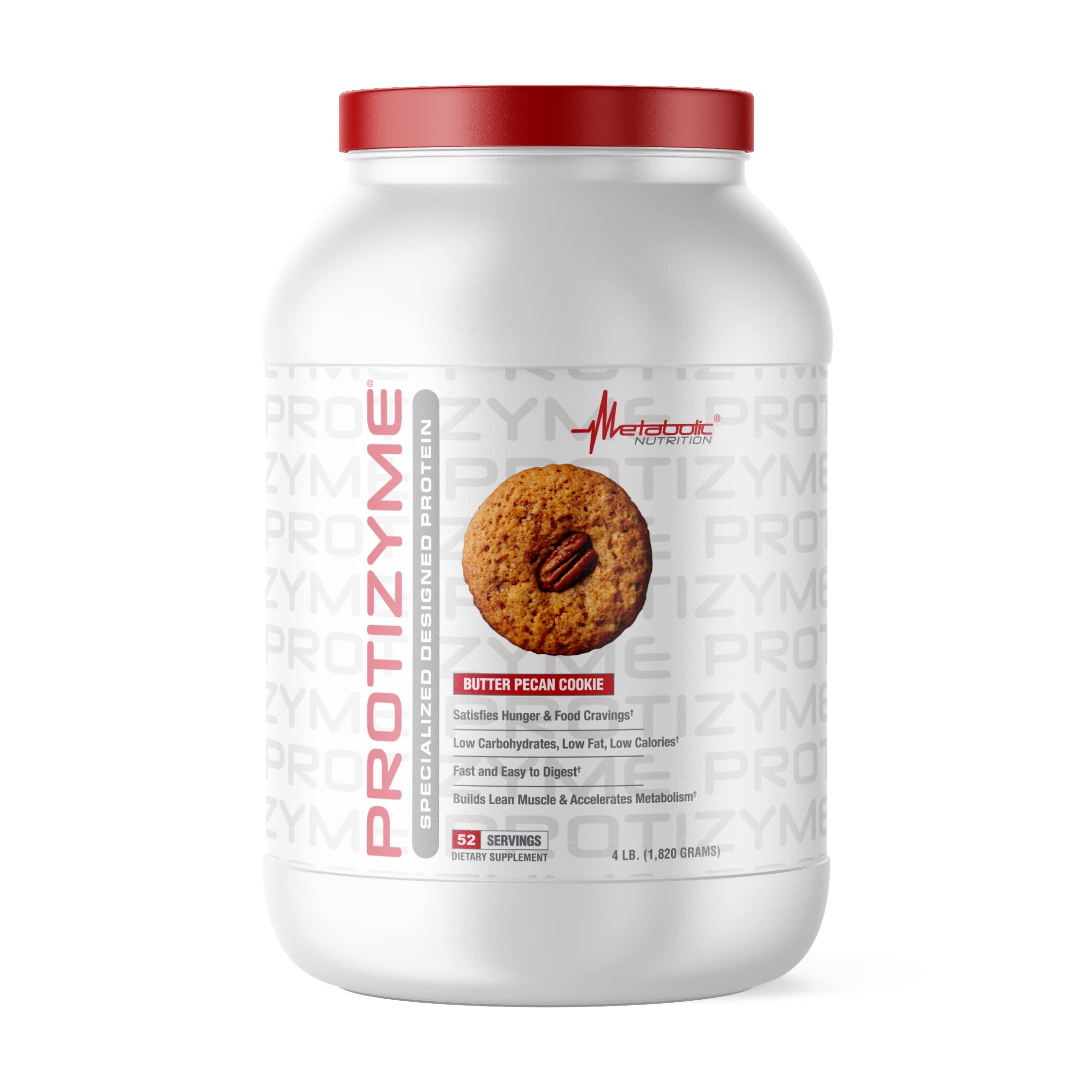 Nutrición Metabólica, Protizyme, 100 % proteína de suero en polvo, alto en proteínas, bajo en carbohidratos y grasas, enzimas digestivas, 24 vitaminas y minerales esenciales, 4 libras (52 unidades)