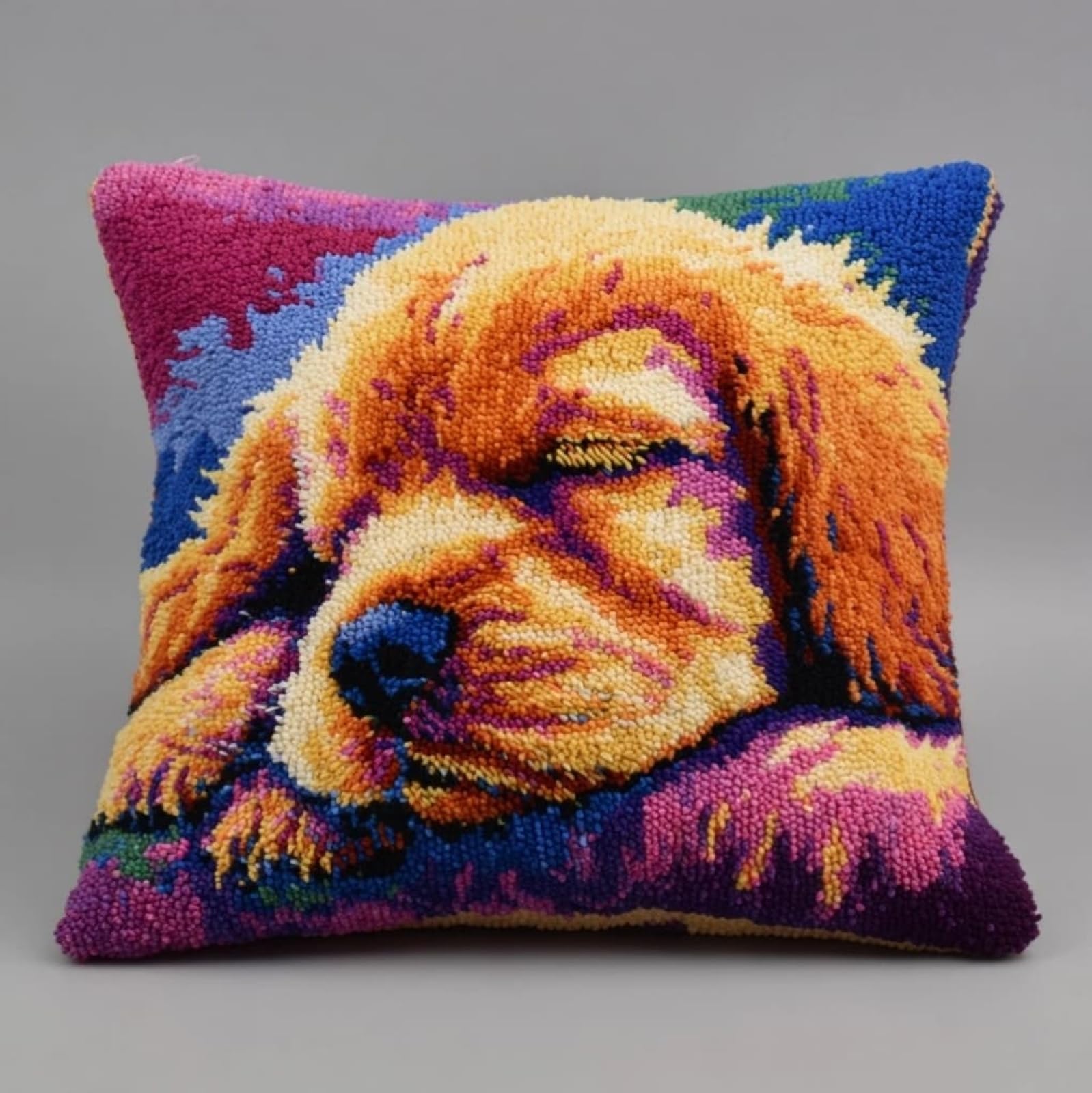 WallustrioaW Latch Hook Cushion Cover Kit,Charles Spaniel Animal Dog