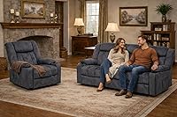 Vista 6 de LUCKLIFE Juego de sofá reclinable con reclinables manuales, juego de muebles de sala con sofá reclinable, sofá biplaza y sillón, tapicería de tela