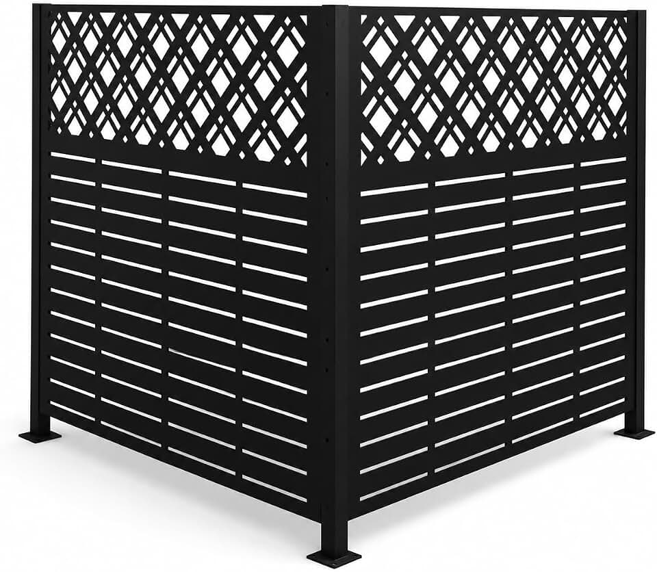 W48'' x H47.3'' x 2 Panels Metal Privacy Screen, Outdoor Privacy Panels, Trash Can Enclosure, Air Conditioner Fence, Pool Equipment Enclosure, Backyard Fencing, Rose Black (Rhombus)