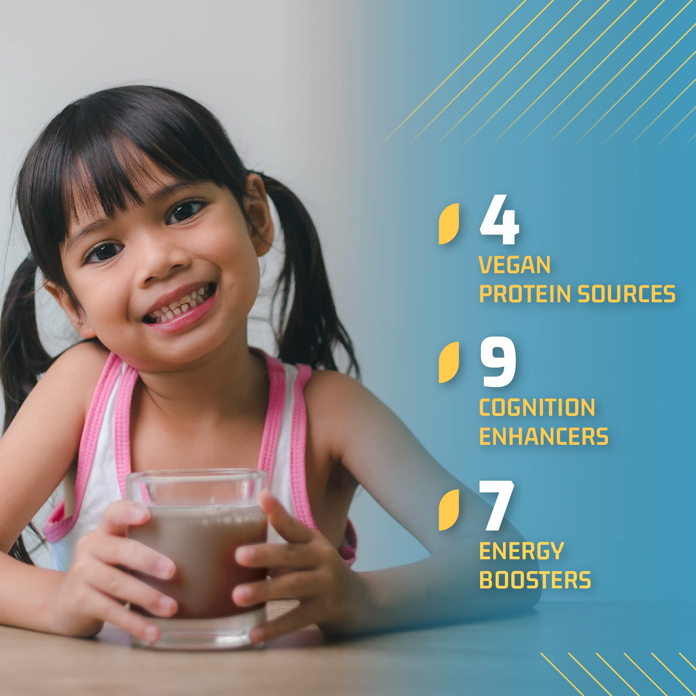 Plantigo Kids Protein 14g, 11 Vitamins, 8 Minerals, Nutrition Supplement | Muscle, Bone Growth & Brain Health | Plant Protein Powder for Kids 10+ years | (Vanilla Flavor - 500g + Shaker, 600ml) 4