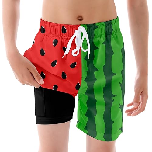 Ahegao Boys Swim Trunks with Compression Liner Big Kids Bathing