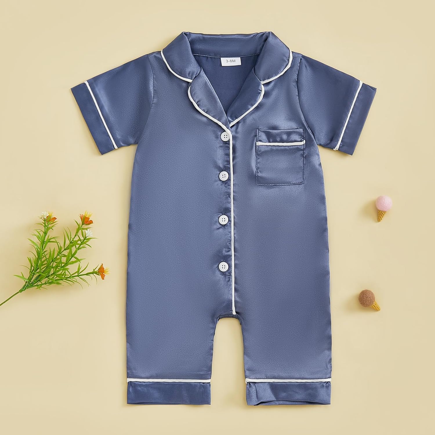 Kuriozud Baby Girl Boy St Patricks Day Silk Satin Pajamas Romper One-Piece Jumpsuit Long Sleeve Nightgown Pjs Sleepwear - Image 3