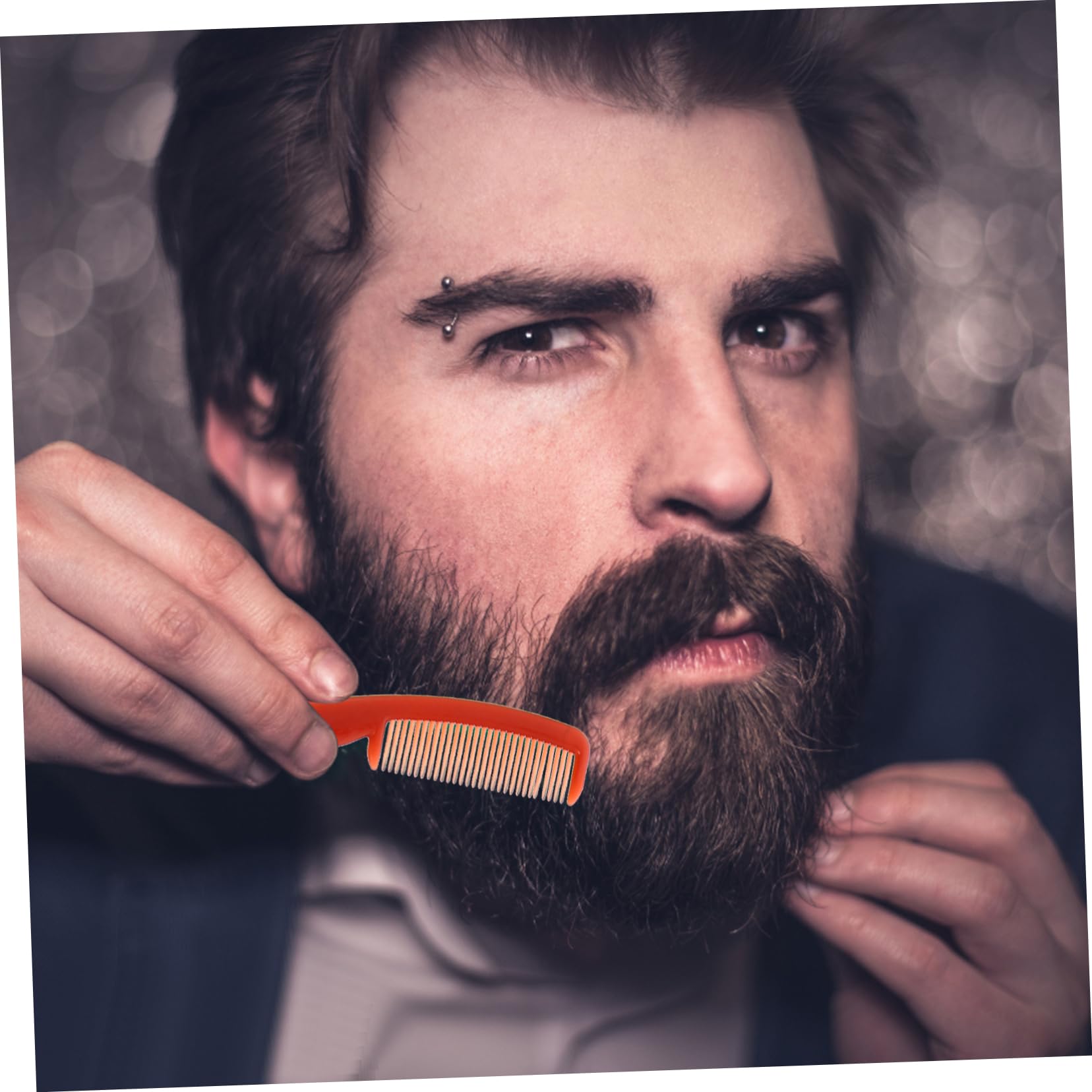 FRCOLOR 2sets Forbici Per Barba Acciaio Inossidabile e Pettine Con Custodia Kit Di Per Barba e Naso Comodo e Pratico Per Uomini