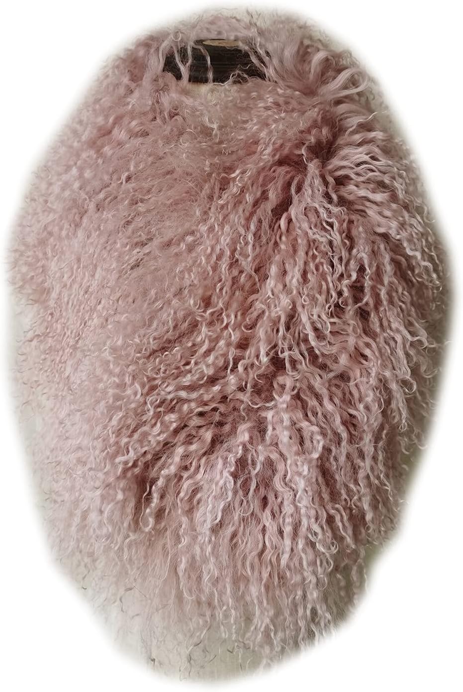 hand-made Women Real Mongolia Lamb Hair Scarf with Clip Collar