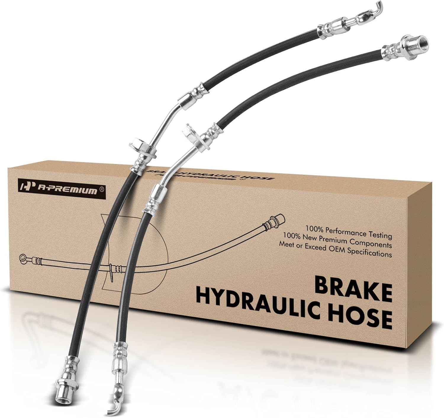 A-Premium Front Driver and Passenger Brake Hydraulic Hose Compatible with Select Toyota and Scion Models - Yaris 2006-2013, Prius C 2012-2017, xD 2008-2014 - Replace# 9094702E07(Pack of 2)