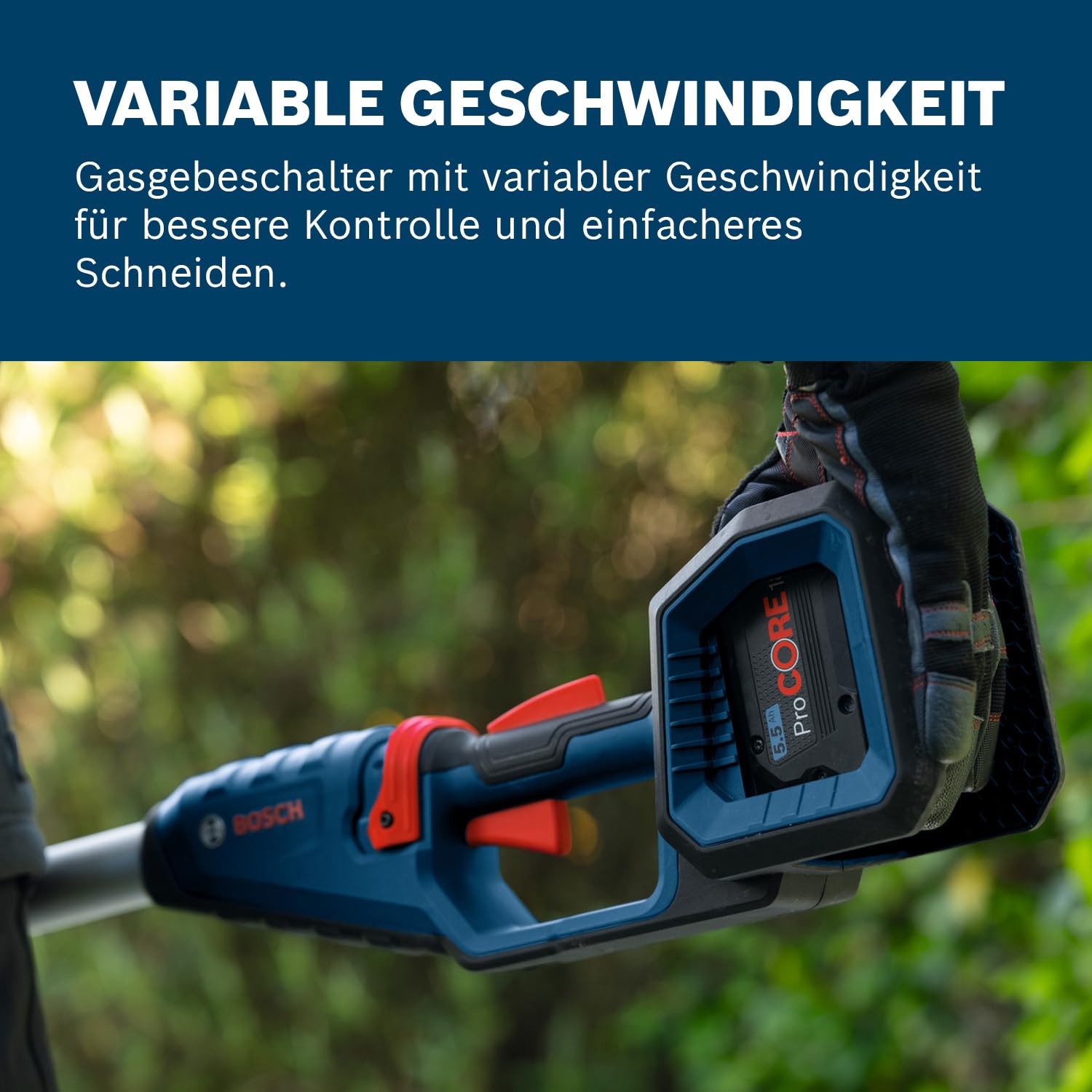 Bosch Professional 18V System Hochentaster GKE 18V-25 TP (130 Schnitte pro Akku-Ladung, 2,9-m-Teleskopstange, bürstenloser Motor, inkl. Schwertschutz 25 cm, Schraubenschlüssel, Schultergurt, o. Akku)