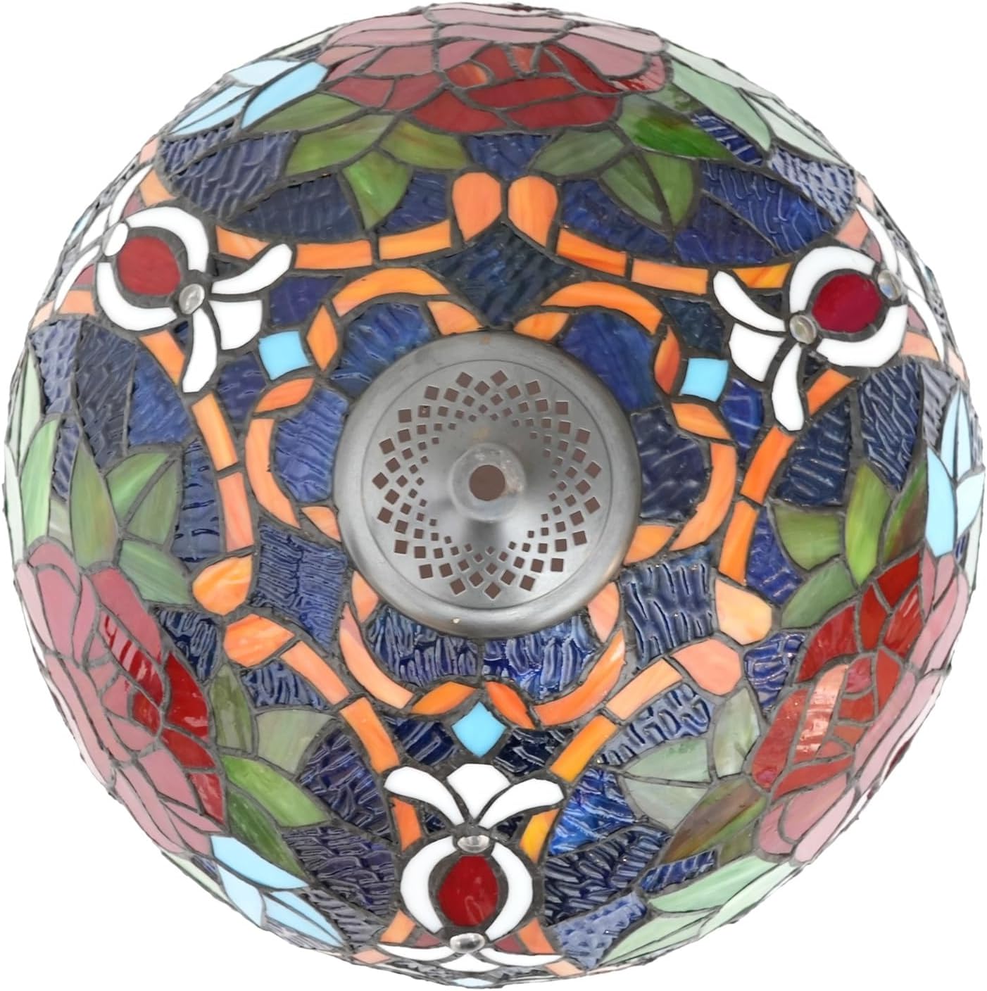 Tiffany Stained Glass Lamp Shade 16 Inch Red Roses Ceiling Light Shade Dome Vintage Large Replacement Lampshade for Floor Lamps Table Lamp Pendant Light Home Office Deco