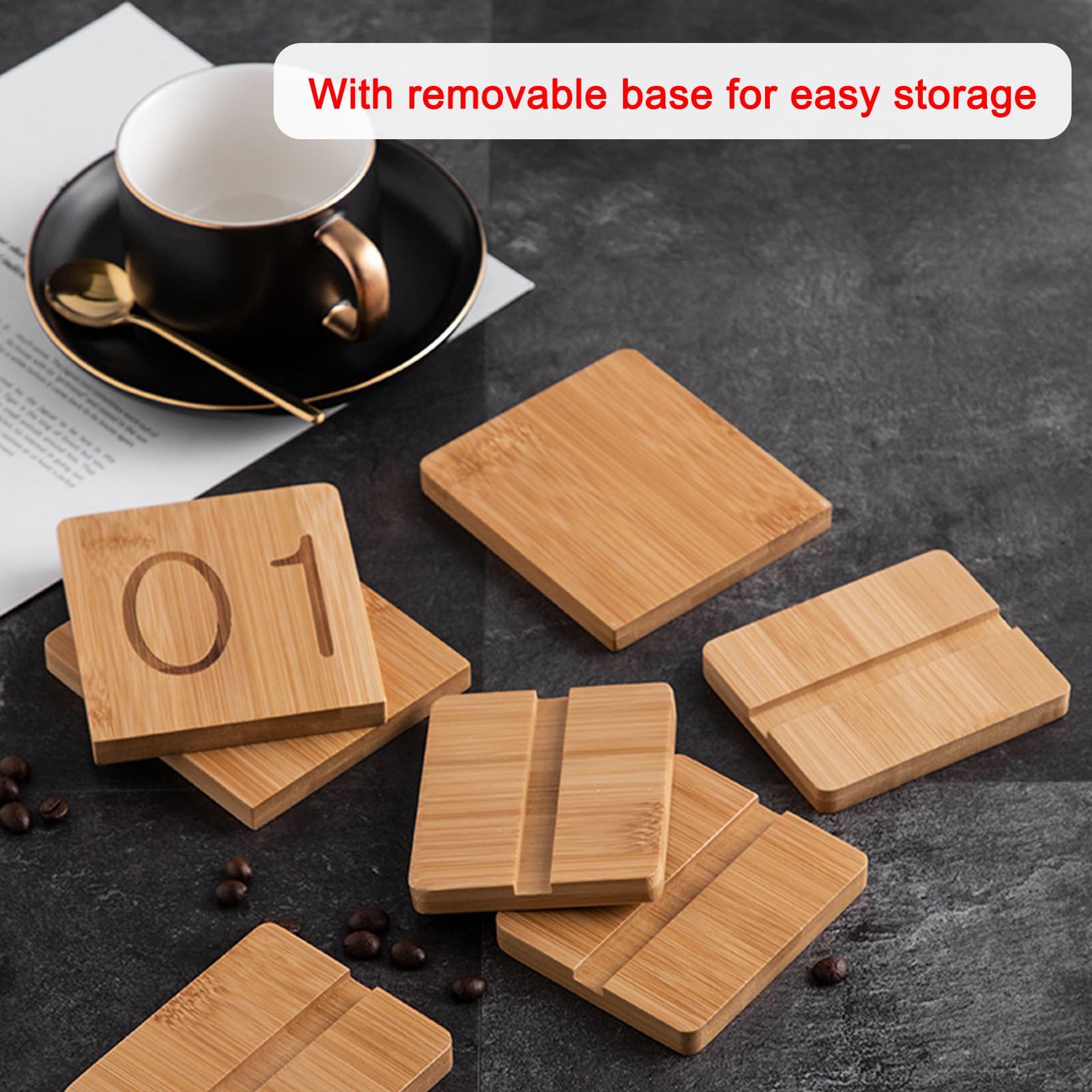 Números de mesa de madera del 1 al 50 para bodas, señalización de doble cara con base para recepción, banquetes, fiestas y cafeterías, tarjetas de centro de mesa