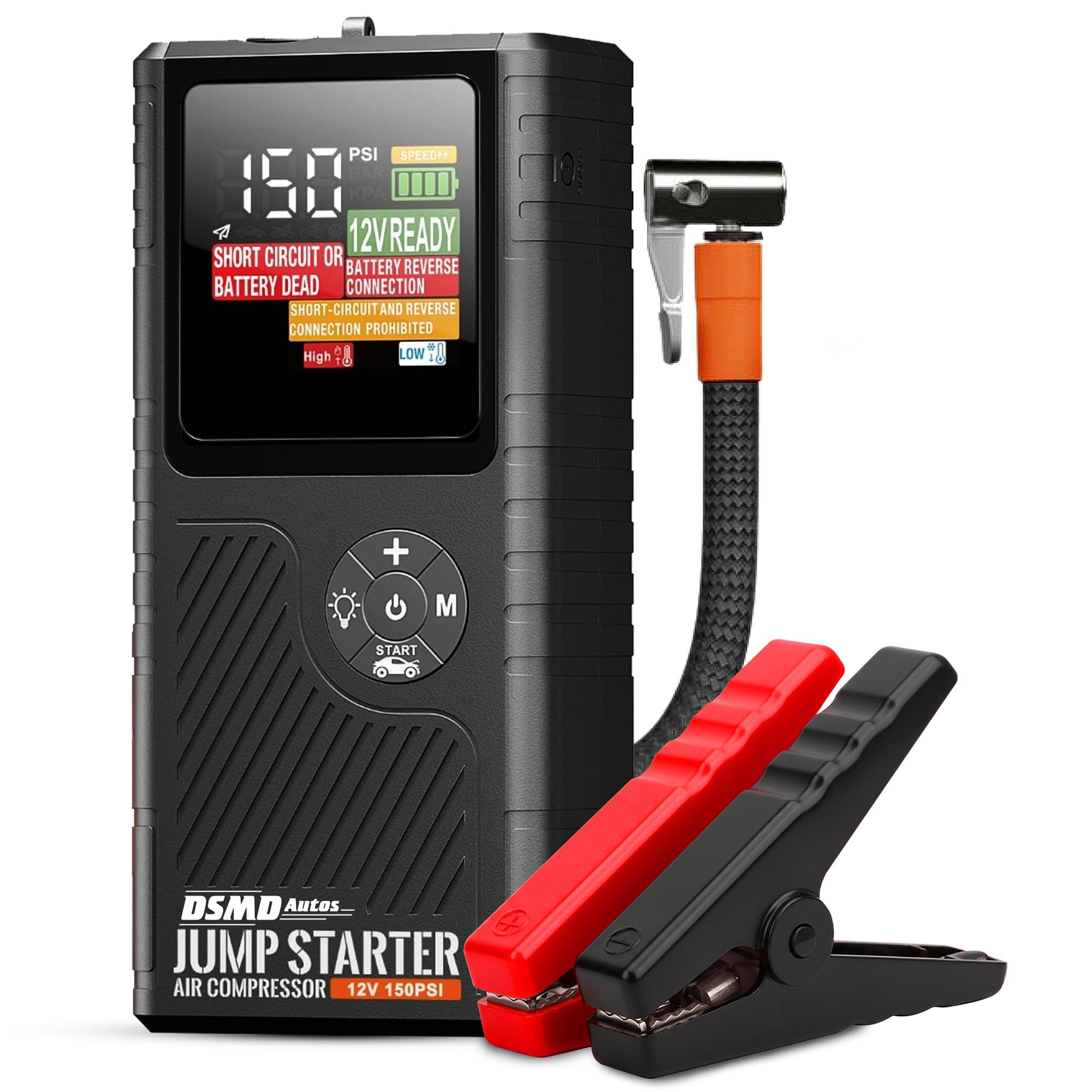 Jump Starter with Air Compressor Portable Car Battery Jump Starter 150 PSI Tire Inflator Battery Booster Starts Up