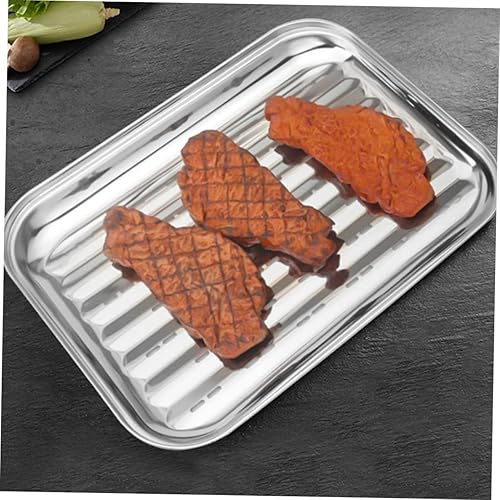 Miniatura 4 de Happyyami Sartén de acero inoxidable para asar pescado, bandeja de goteo de verduras, cesta de parrilla de acero inoxidable, para barbacoa, parrilla