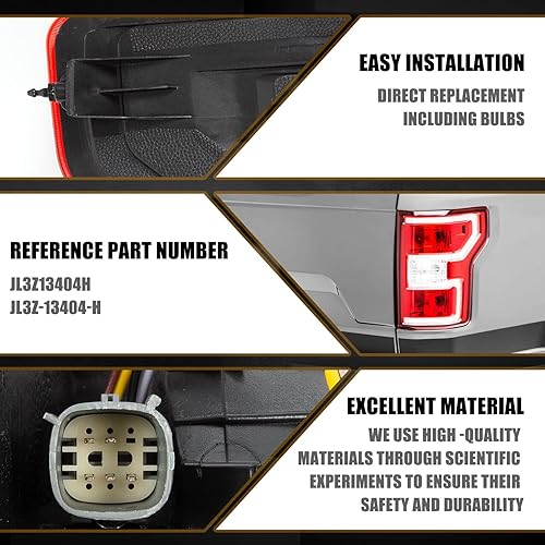 Miniatura 4 de RANSOTO F150 - Luz trasera compatible con Ford F-150 2018 2019 2020 Luz trasera del lado del pasajero derecho, lámpara de freno trasera incluye