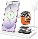 3 in 1 Wireless Charging Station for Samsung, 15W Wireless Charging Stand for Galaxy S26 Ultra/S25/S24/S23/S22/Note20 Z Fold Flip7 Galaxy Watch 8/7/6/5/4/3 Active 2/1, Galaxy Buds 2/Pro/Live