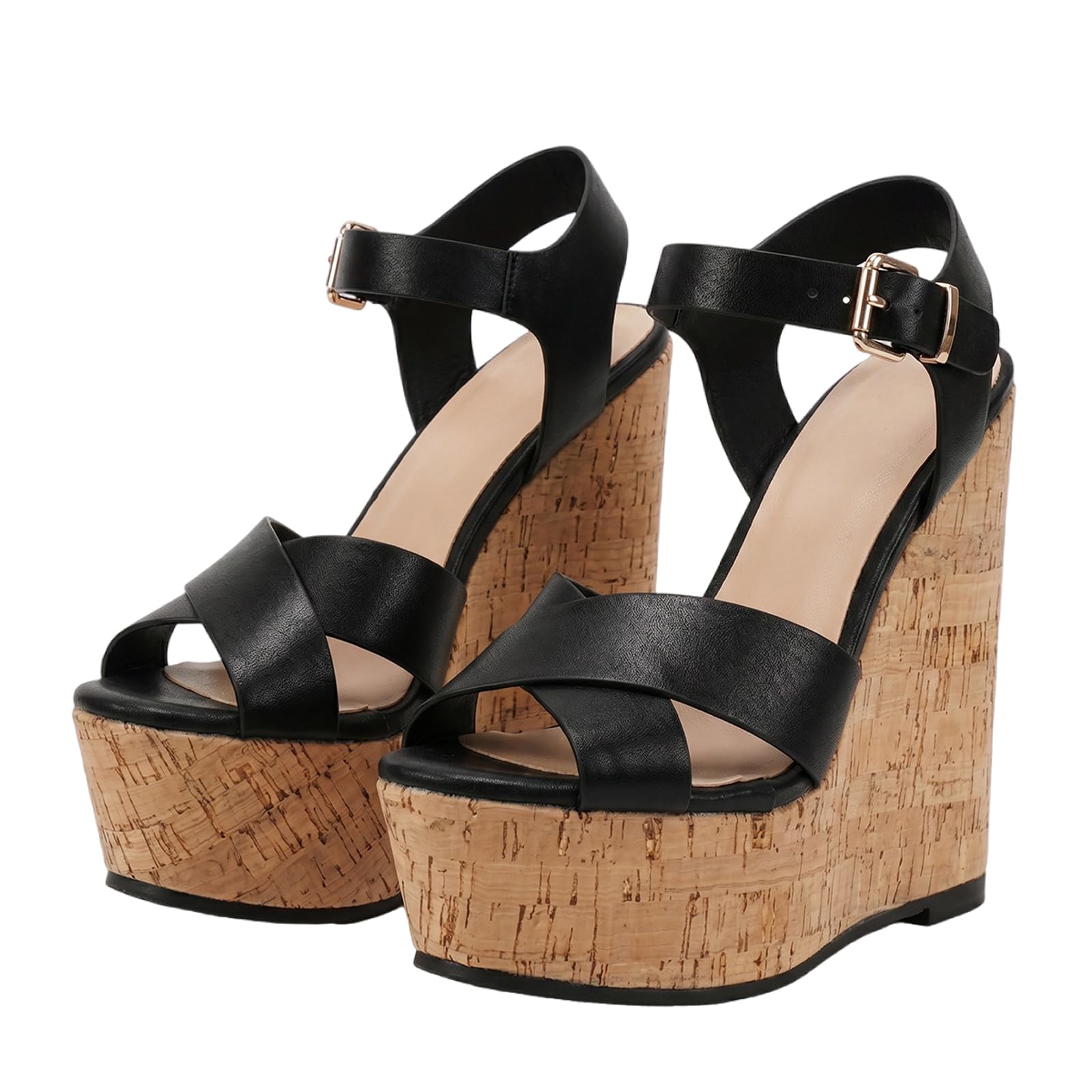 Sandalias de cuña con Tira de Tobillo para Mujer | Tacones con Plataforma de 15 cm (6 Pulgadas) para Vacaciones, Salidas, Fiestas de Cosplay de Vampiros y Discotecas