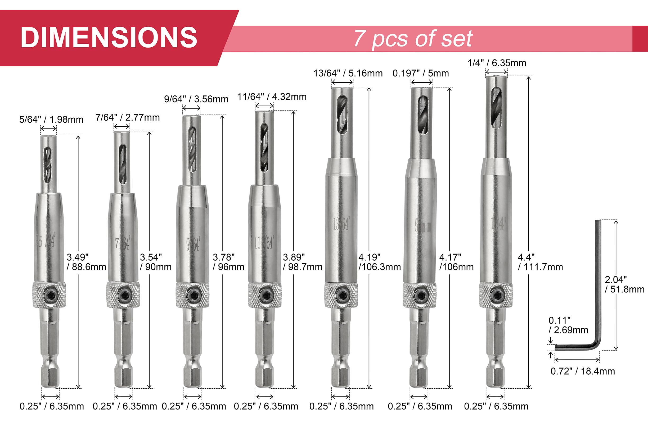 Self-Centering Drill Bits - 7-Piece Set -4