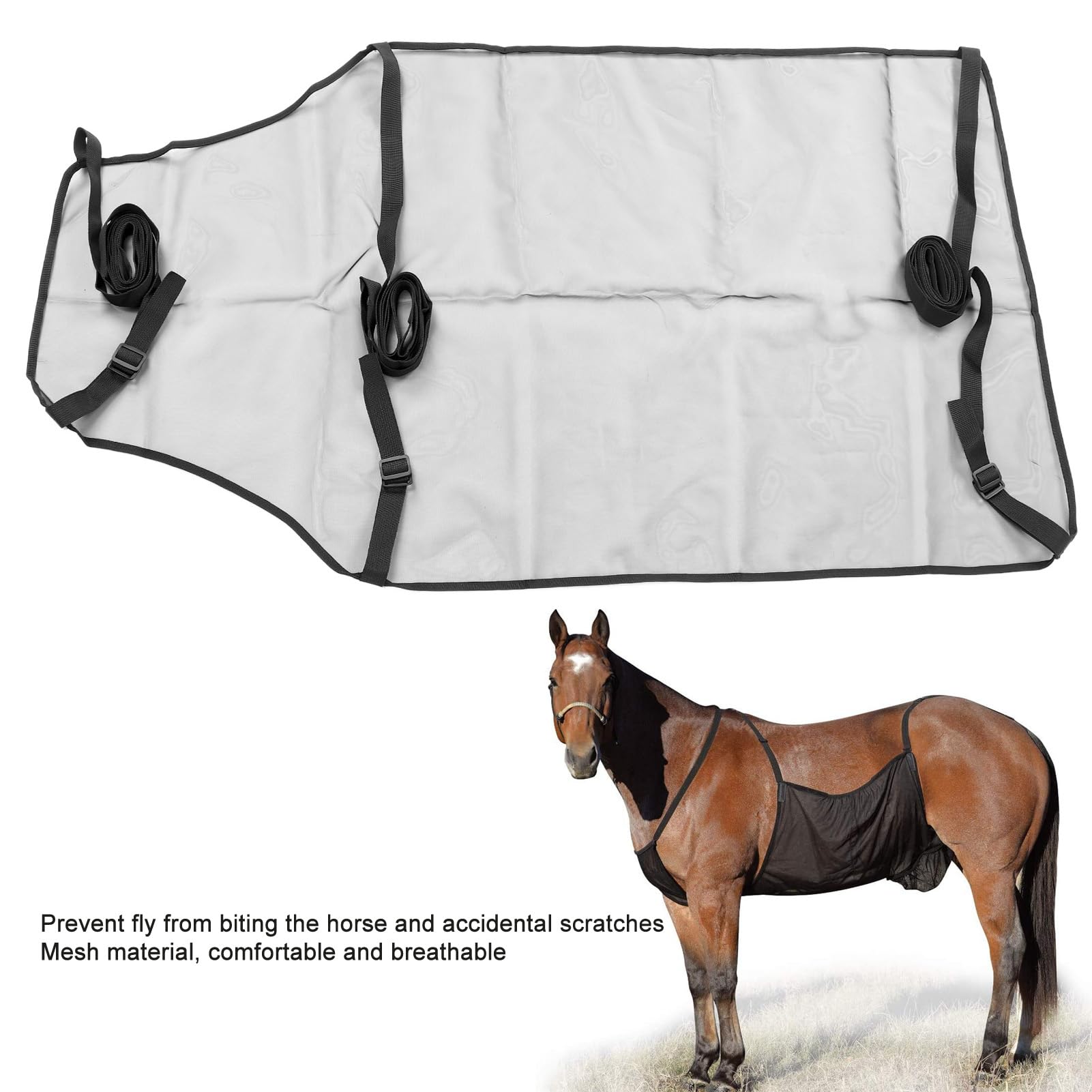Protector de Vientre de Caballo, Protector de Vientre de Malla para Montar a Caballo, Ajustable, Suave, Transpirable, Ligero, Ajuste Estable, Protector Equino, Cubierta de