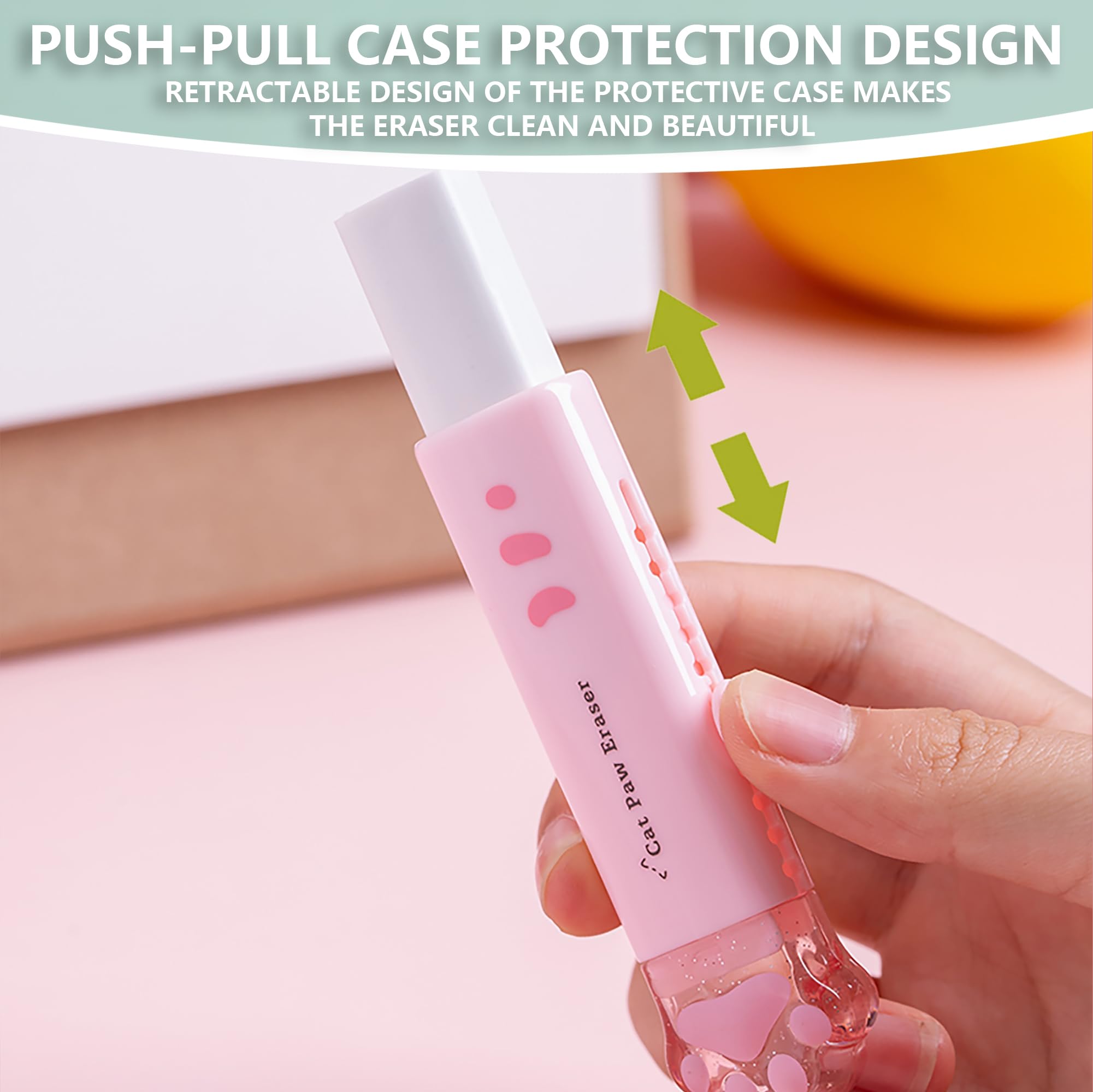 PANDENNER Cute Stationery Set, 2 Retractable Erasers and 2 Erasers (Eraser and 2PS), Pink - Image 4