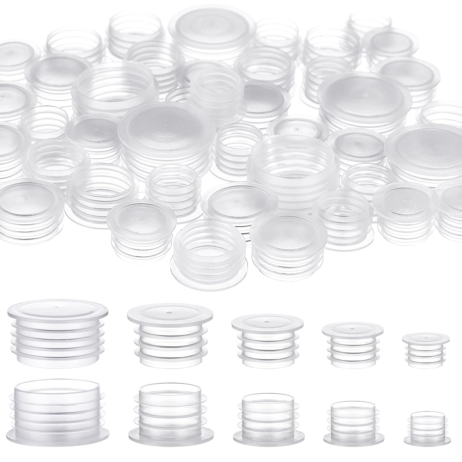 100 Pieces Salt and Pepper Shaker Stoppers 1/2 Inch, 9/16 Inch, 5/8 Inch, 11/16 Inch and 7/8 Inch Plastic Salt Shaker Plug Replacement Salt and Pepper Shaker Stoppers for Pots Bottles Pipes