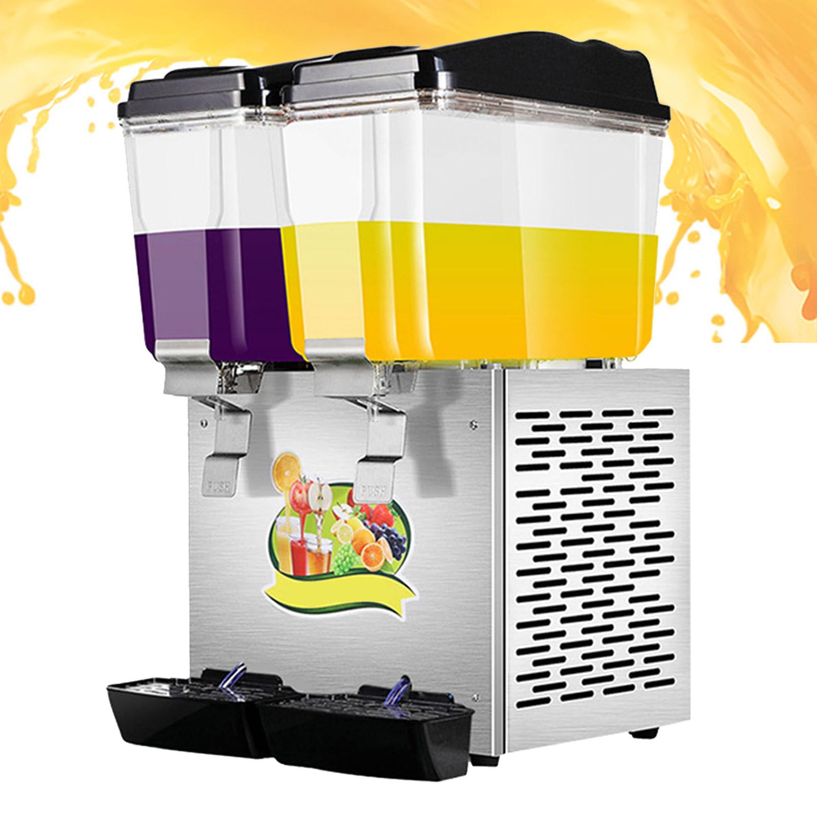 Dispensador comercial de bebidas, dispensador de bebidas de vidrio transparente de acero inoxidable para zumos y bebidas, ideal para desayuno, bufé, bares y hoteles