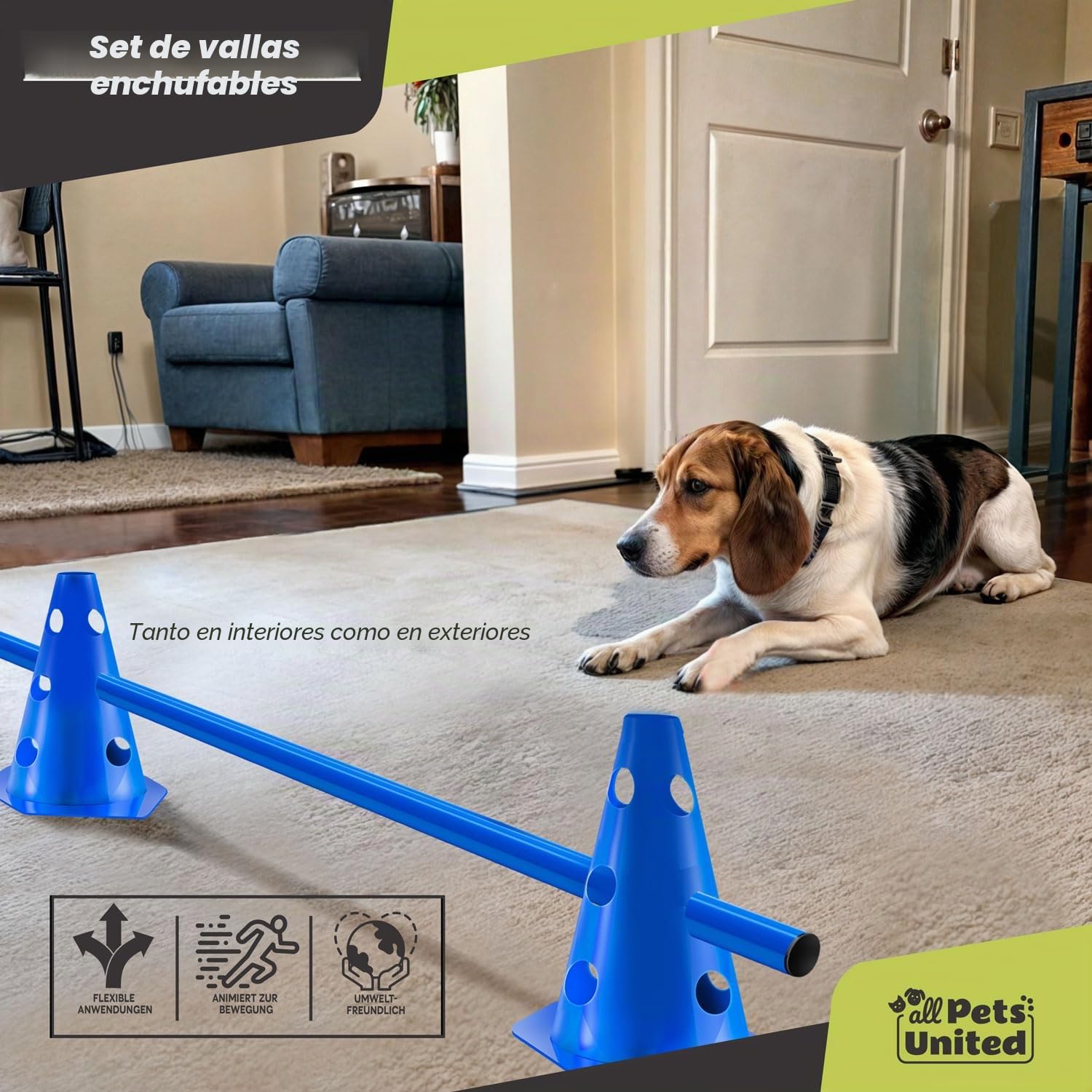 all Pets United® Accesorios de Entrenamiento de Agilidad para Perros y Caballos; Juego de obstáculos con Barra y Conos Estable y Resistente para Entrenamiento de Animales y fútbol (3 Sets)