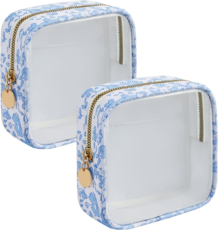 Yarnic Necessaire de maquiagem transparente com zíper, Mini Duo, 2 unidades