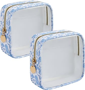 Yarnic Clear Makeup Bag for Purse, Mini Cosmetic Pouch, Small Clear Travel Organizer Case for Women, 2 Pack