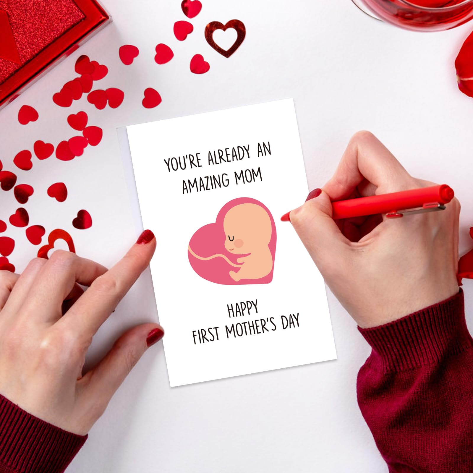 Ithmahco Cute First Mother’s Day Card, Expecting Mothers Day Card, Mothers Day Gift from Pregnant Wife, Happy Mothers Day from the Bump， First Mothers Day Gifts For New Mom Expecting Mom