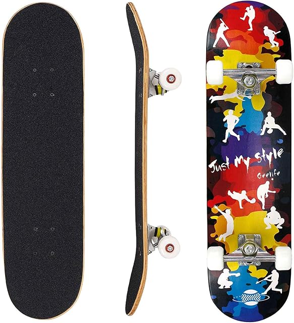 Seasonland Skateboard 7 Layers Decks 31"x8" Pro Complete Skate Board Maple Wood Longboards for Teens Adults Beginners Girls Boys Kids
