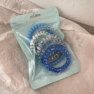 6PCS Spiral Hair Ties for Women,Spiral No-Crease Matte Phone Cord Ponytail Holders and Plastic Coil Scrunchies,Pain-Free Hair Accessories for Women(6pcs), Blue