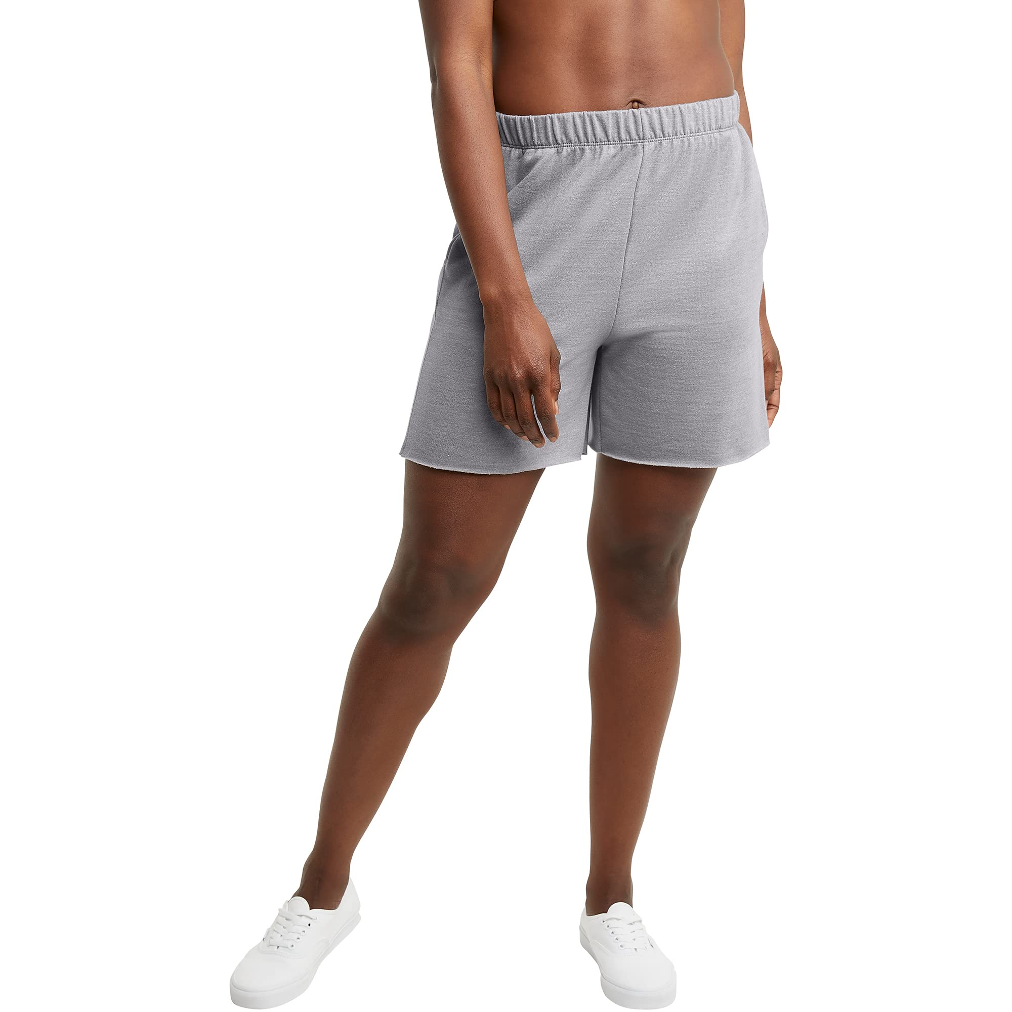 Hanes Womens Originals Shorts, French Terry Shorts for Women, Raw Edge Hem Shorts, 5"
