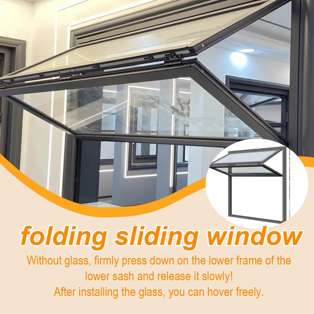 Ventana Plegable Interior de Doble Guillotina - Marco de Aleación de Aluminio, Vidrio Reforzado y Cerraduras. Personalizable para Casas Móviles y Uso Comercial.(WxH 44x40in/111.7x101.6cm)