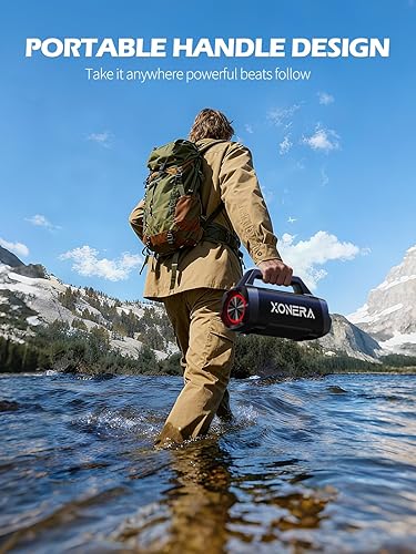 Miniatura 7 de Altavoces Bluetooth inalámbricos, altavoz de 80 W pico para exteriores con graves, tiempo de reproducción de 20 horas, IPX6 impermeable, TWS, BT5.3,