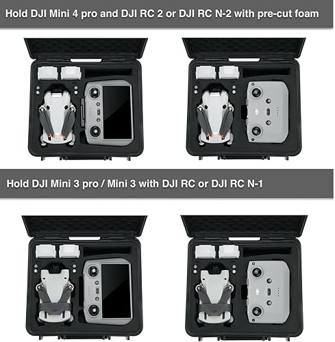 Miniatura 4 de Funda de transporte rígida impermeable compatible con DJI Mini 4 Pro Fly More Combo, funda de viaje compatible con DJI RC 2RC-N2 y más accesorios