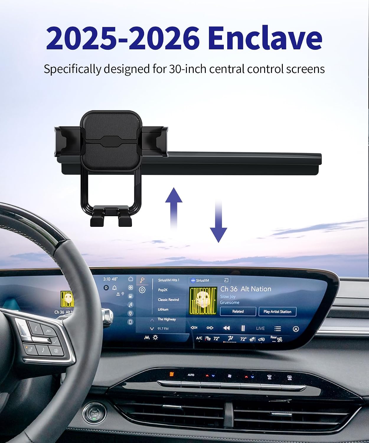Car Phone Holder for Buick Enclave 2025-2026, 30" Screen Fixed Clip, Auto Accessories Navigation Bracket, Interior Decoration Mobile Phone Mount, 360° Rotation