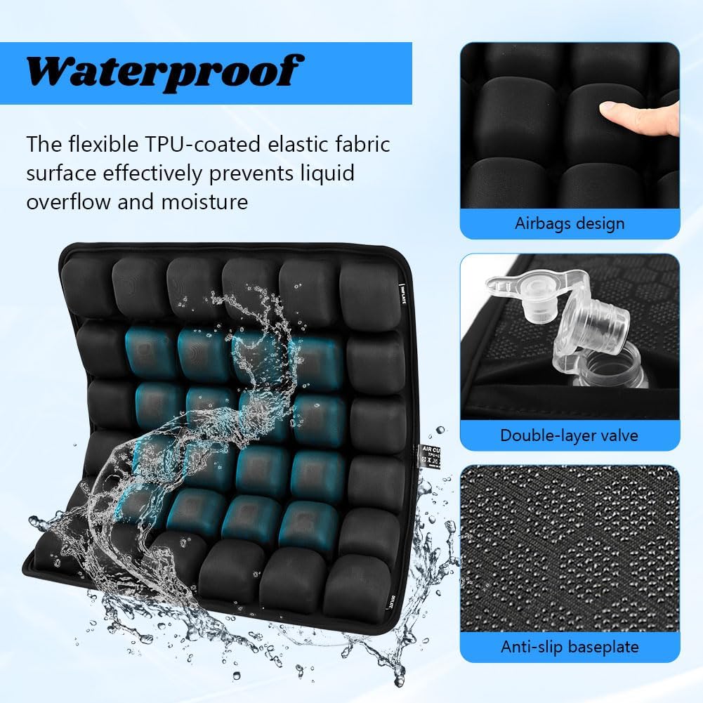 Travel Cushion Airplane Seat,Airplane Seat Cushion for Long Flight,3D Air Cell Seat Cushion,Press Type air Inflatable Wheelchair Seats Cushions for Car,Office Chair,Stadium