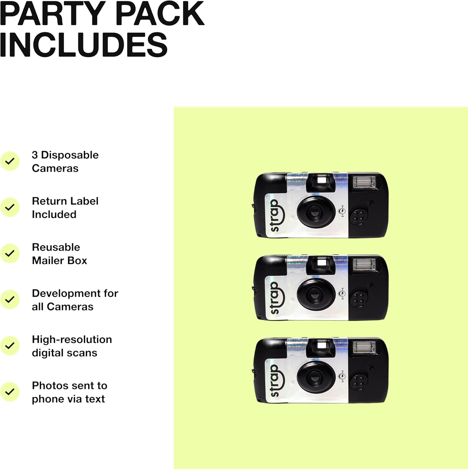 Disposable Camera Bulk with Development & Free Return Shipping – 27 Exposures, 10 ft Flash – Weddings, Parties (3 Pack)