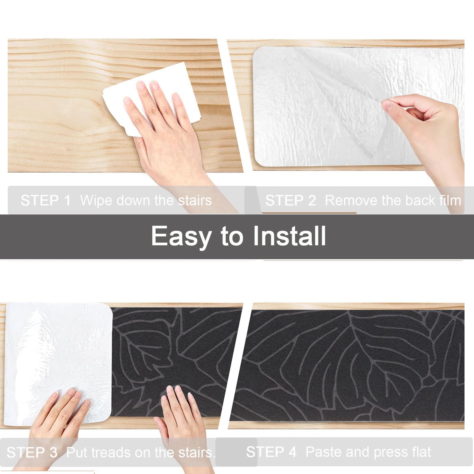 Smgbway Trapmatten, Antislip Traptapijt, Zelfklevend, 20 x 76 cm (15STKS-04), Bruin