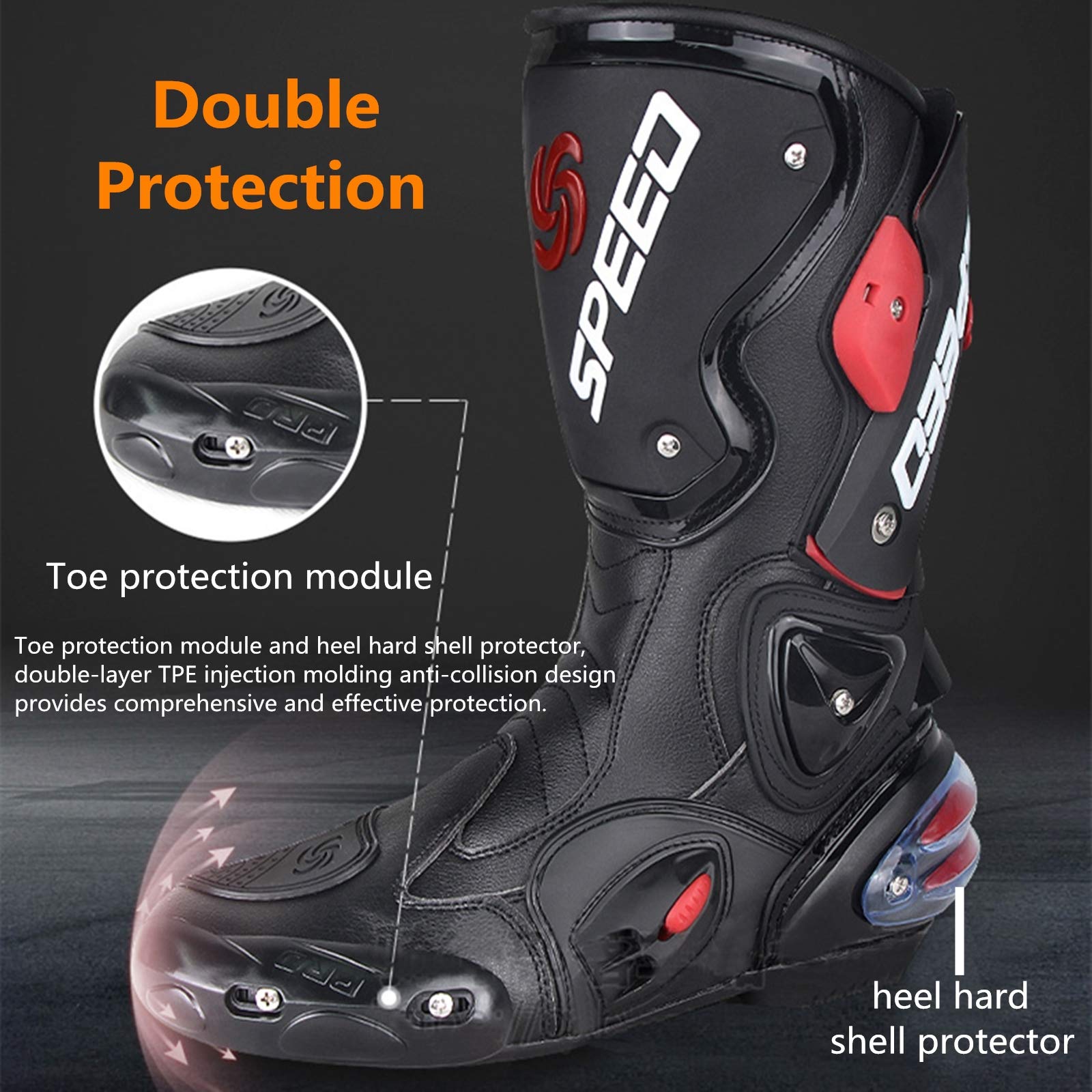 MRDEAR Motocross Stiefel aus Leder, Motorradstiefel Herren Wasserdicht mit Einstellbare Belüftung, Motorrad Stiefel Enduro Cross Stiefel Racing Sportstiefel mit Hartschalenprotektoren