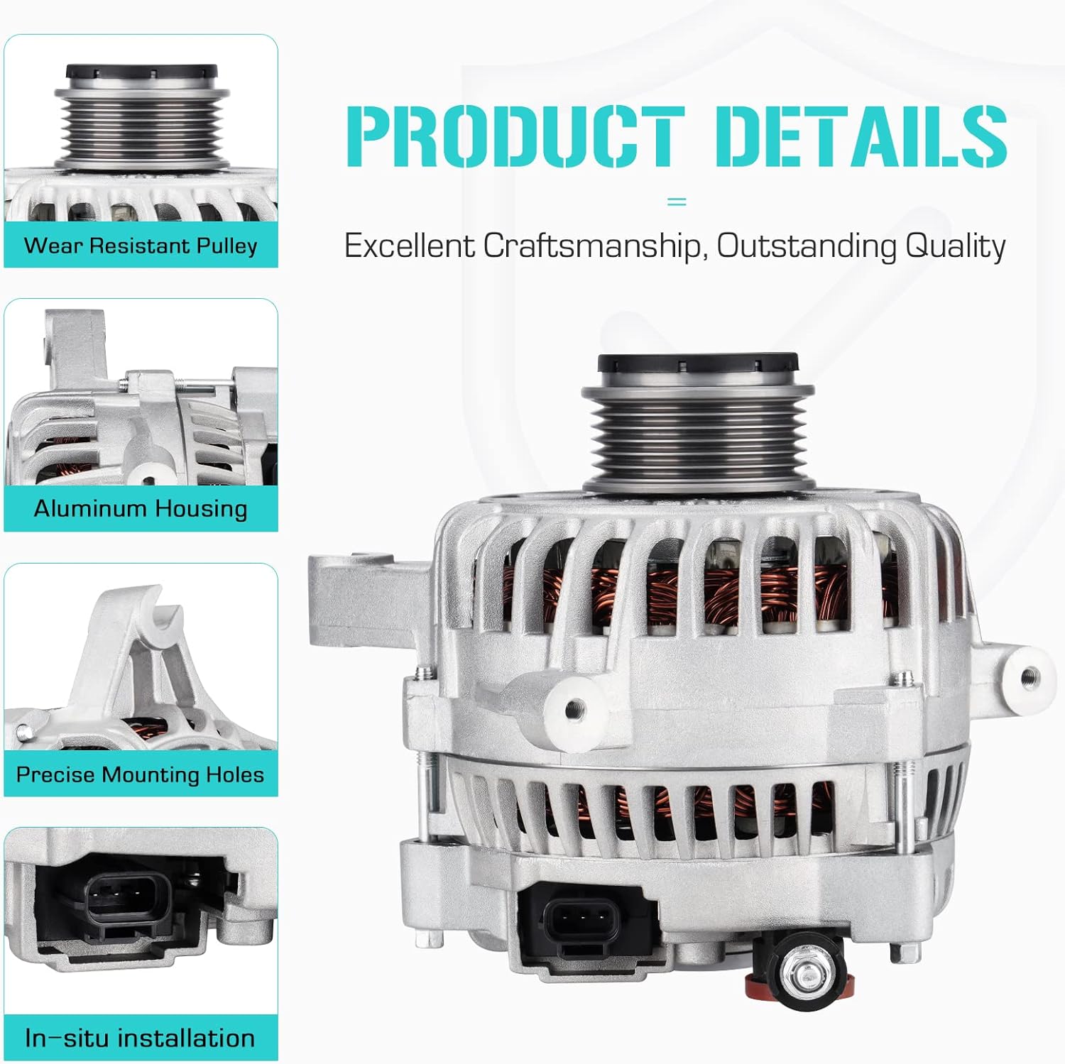 New Alternator Fit for Ford Expedition 4.6L 5.4L 2003 2004, Navigator 5.4L 2003 2004, 3L74-10300-AA, 3L74-10300-BA, 3L74-10300-BB, 3L74-10346-AA