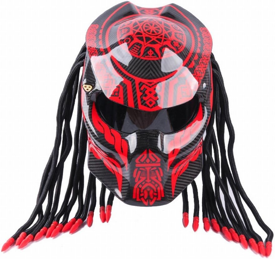 Motorcycle Personality Helmet Predator Warrior Carbon Fiber Helmet,A,M